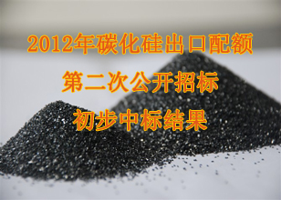 2012年碳化硅出口配额第二次公开招标初步中标结果