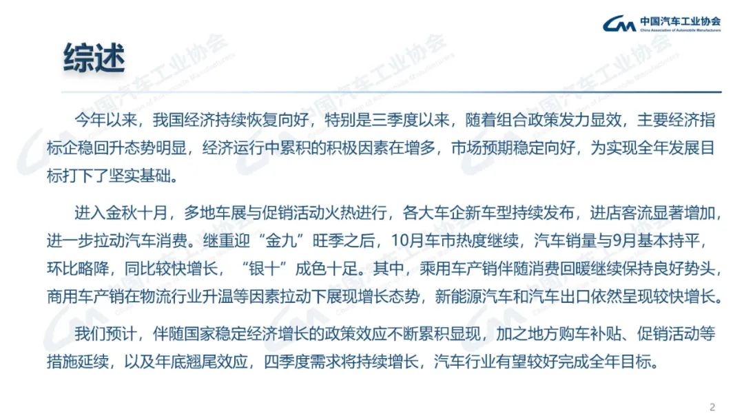 中汽协：10月汽车销量285.3万辆，同比增13.8%