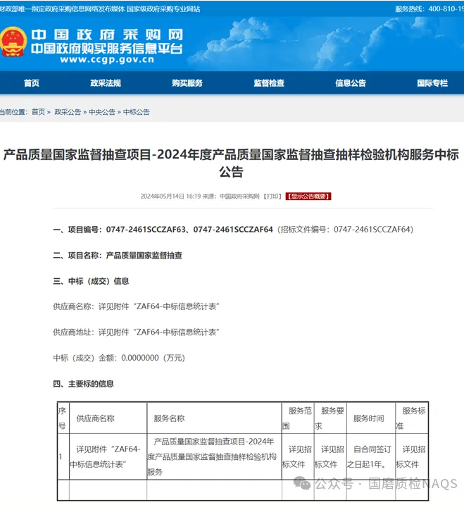 国磨质检成功中标2024年砂轮产品质量国家监督抽查项目